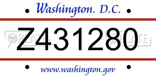 Z431280 District Of Columbia License Plate