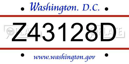 Z43128D District Of Columbia License Plate