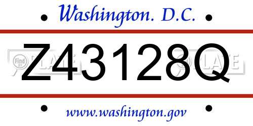Z43128Q District Of Columbia License Plate