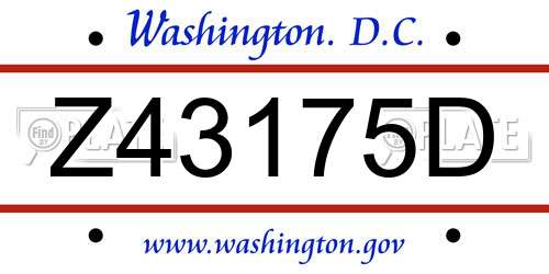 Z43175D District Of Columbia License Plate