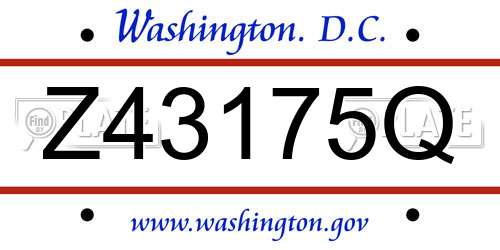 Z43175Q District Of Columbia License Plate
