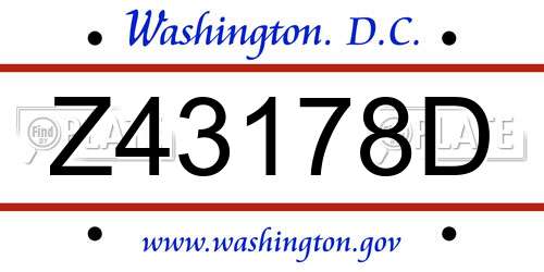 Z43178D District Of Columbia License Plate