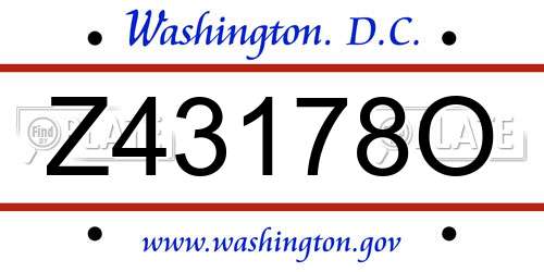 Z43178O District Of Columbia License Plate
