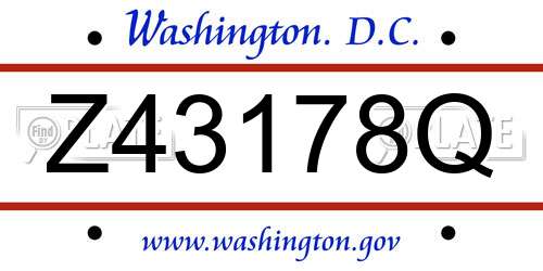 Z43178Q District Of Columbia License Plate