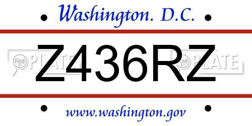 Z436RZ District Of Columbia License Plate