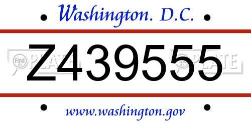 Z439555 District Of Columbia License Plate