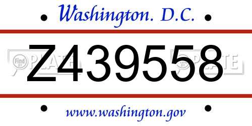 Z439558 District Of Columbia License Plate