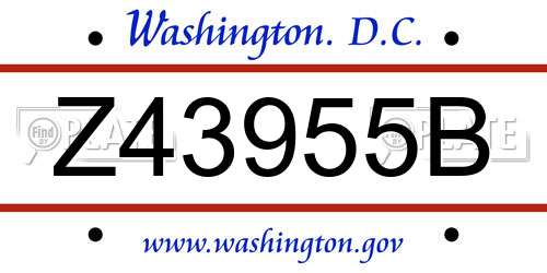Z43955B District Of Columbia License Plate