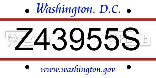 Z43955S District Of Columbia License Plate