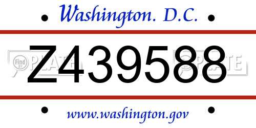 Z439588 District Of Columbia License Plate
