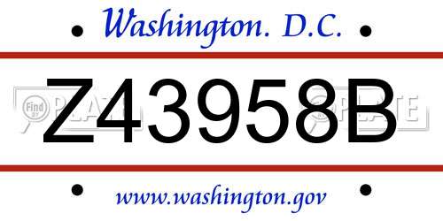 Z43958B District Of Columbia License Plate