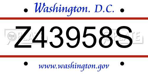 Z43958S District Of Columbia License Plate