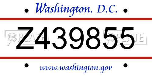 Z439855 District Of Columbia License Plate