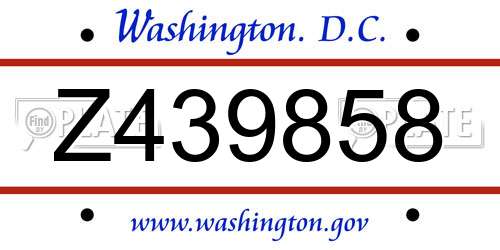 Z439858 District Of Columbia License Plate