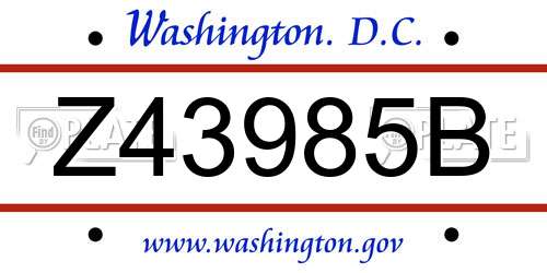 Z43985B District Of Columbia License Plate