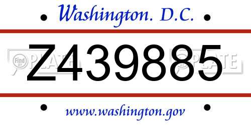 Z439885 District Of Columbia License Plate