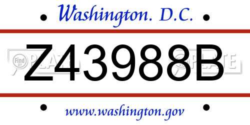 Z43988B District Of Columbia License Plate