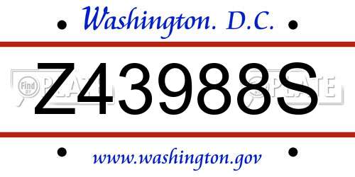 Z43988S District Of Columbia License Plate