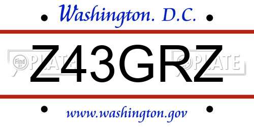 Z43GRZ District Of Columbia License Plate