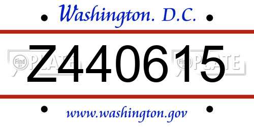 Z440615 District Of Columbia License Plate