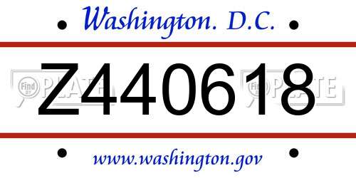 Z440618 District Of Columbia License Plate