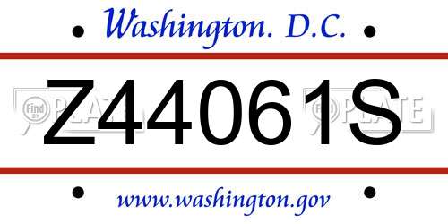 Z44061S District Of Columbia License Plate