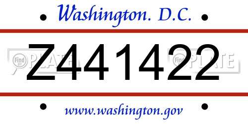 Z441422 District Of Columbia License Plate