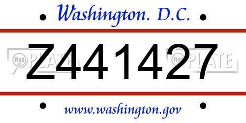 Z441427 District Of Columbia License Plate
