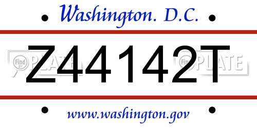 Z44142T District Of Columbia License Plate