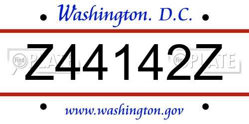 Z44142Z District Of Columbia License Plate