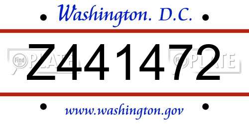 Z441472 District Of Columbia License Plate