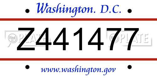 Z441477 District Of Columbia License Plate