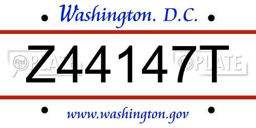 Z44147T District Of Columbia License Plate