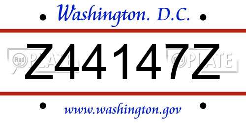Z44147Z District Of Columbia License Plate