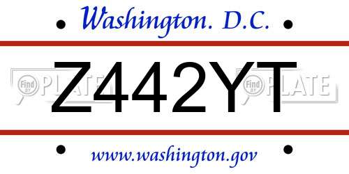 Z442YT District Of Columbia License Plate