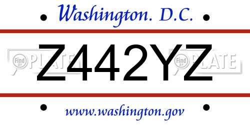 Z442YZ District Of Columbia License Plate