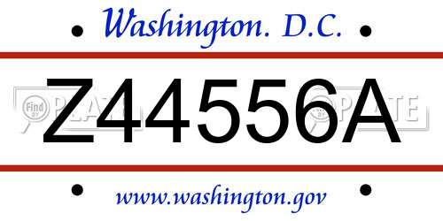 Z44556A District Of Columbia License Plate