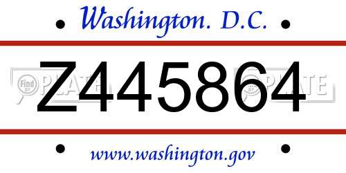 Z445864 District Of Columbia License Plate