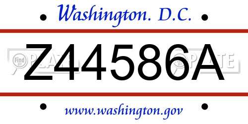 Z44586A District Of Columbia License Plate
