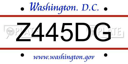 Z445DG District Of Columbia License Plate