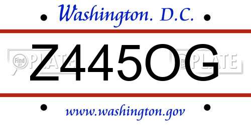Z445OG District Of Columbia License Plate