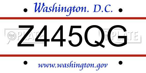 Z445QG District Of Columbia License Plate