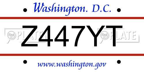 Z447YT District Of Columbia License Plate