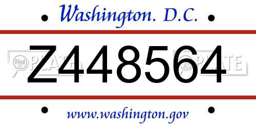 Z448564 District Of Columbia License Plate