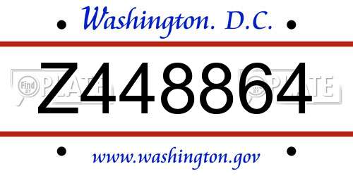 Z448864 District Of Columbia License Plate