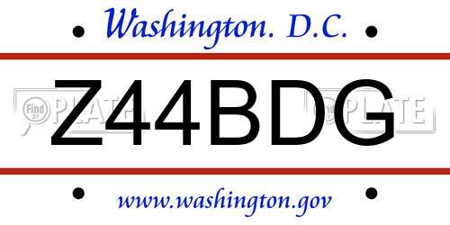 Z44BDG District Of Columbia License Plate