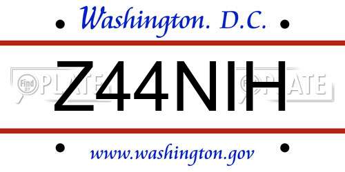 Z44NIH District Of Columbia License Plate