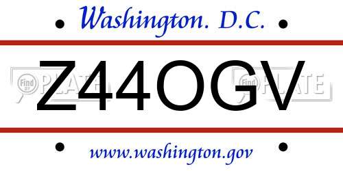 Z44OGV District Of Columbia License Plate