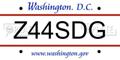 Z44SDG District Of Columbia License Plate