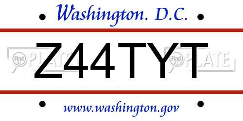 Z44TYT District Of Columbia License Plate